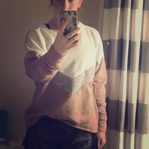 Blush pink striped oversized sweatshirt